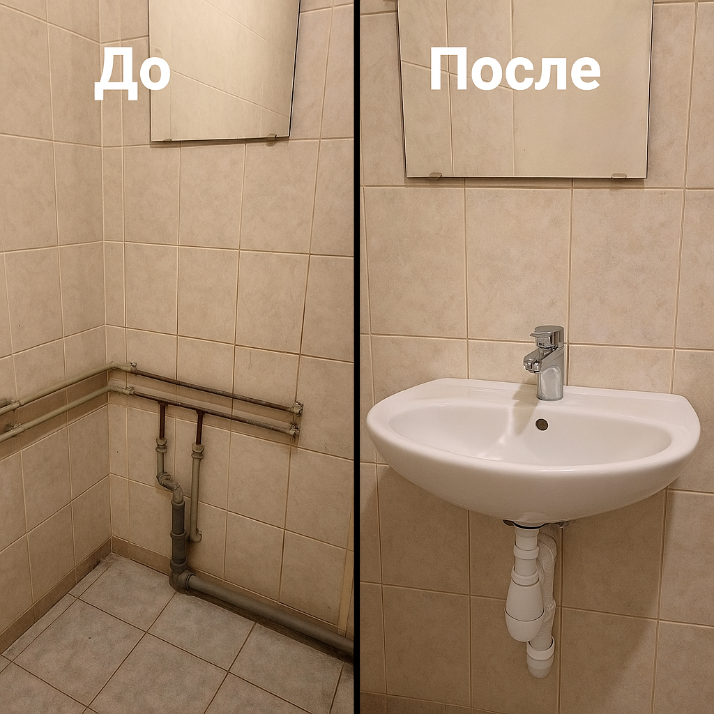 Установка раковины в ванной