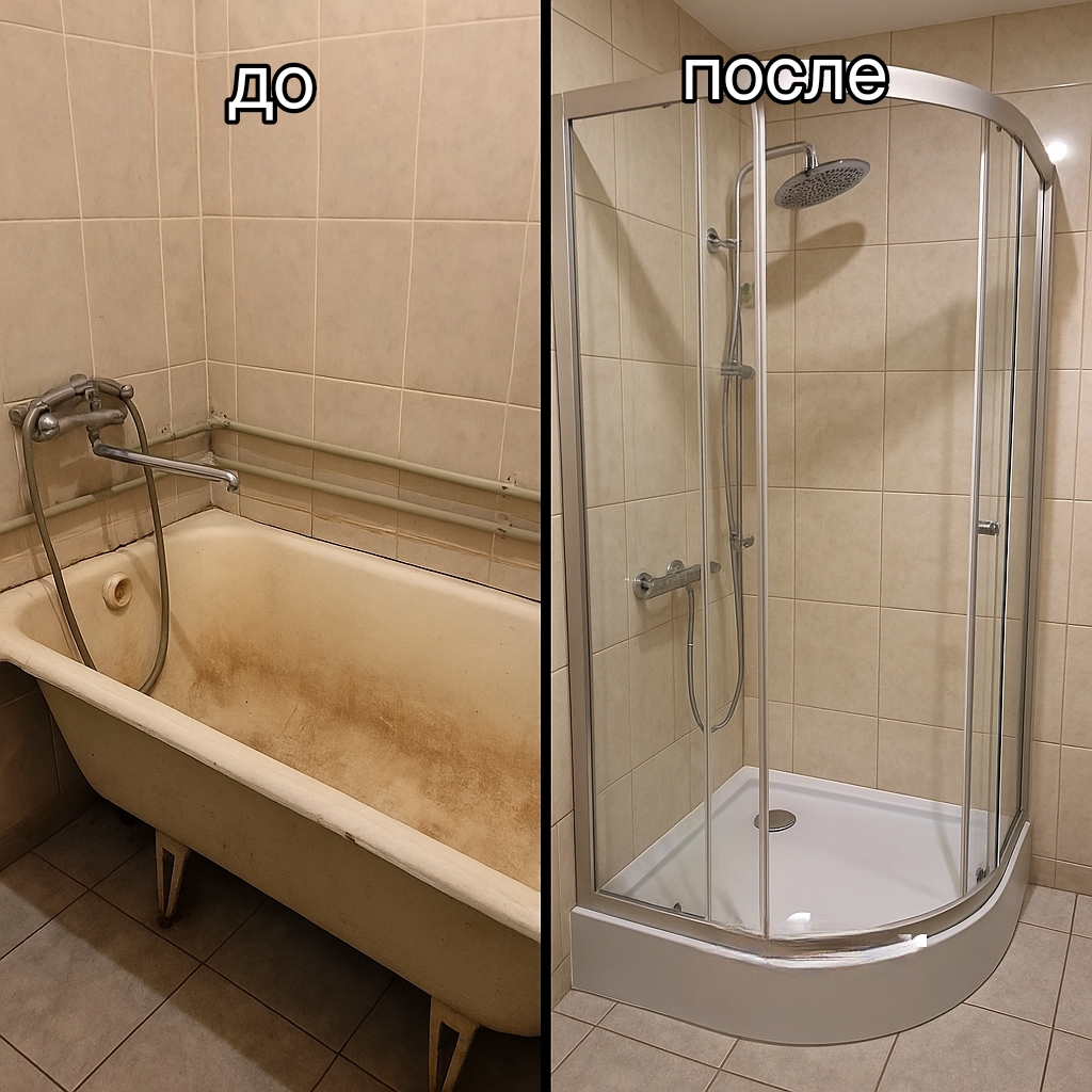 Установка душевой кабины